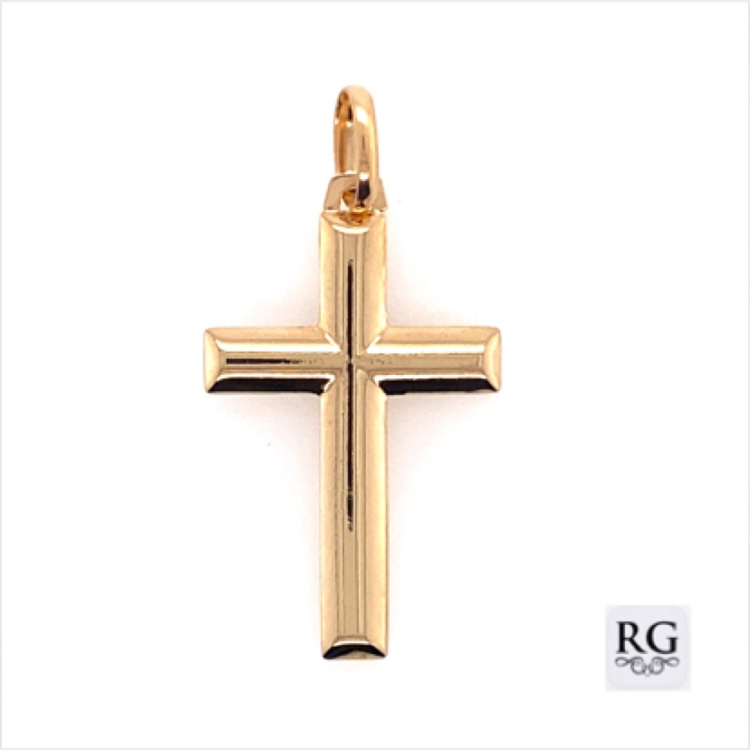 9CT YG HOLLOW BEVEL EDGE CROSS - 41X21 - 1.2g <br/>628 - Image 2