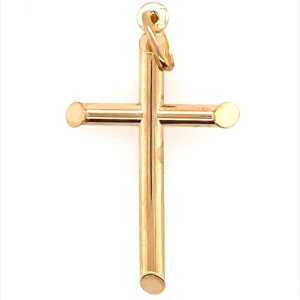 9CT YG HOLLOW BEVEL EDGE CROSS - 41X21 - 1.35g <br/>650