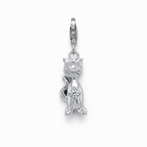 925 CZ STANDING CAT CHARM - 31X8.5 - 2.68g <br/>M10041