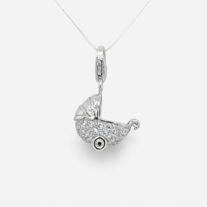 925 RH PL CZ PAVE BABY PRAM CHARM - 24X7 - 2.25g <br/>M10044