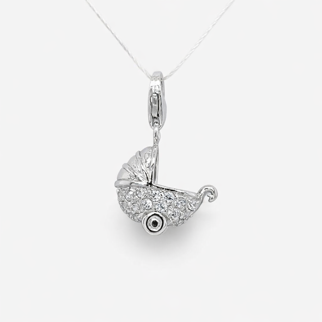 925 RH PL CZ PAVE BABY PRAM CHARM - 24X7 - 2.25g <br/>M10044