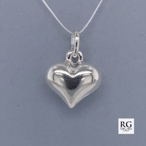 925 HOLLOW PUFFED HEART CHARM - 18X14 - 1.7g <br/>M10060