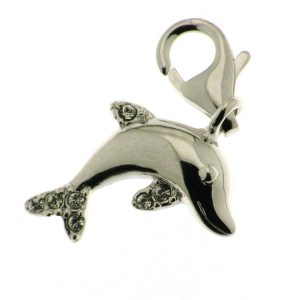 925 RH PL CZ PAVE DOLPHIN CHARM - 23X12 - 2g <br/>M10069