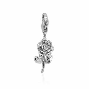 925 RH PL ROSE WITH STEM CHARM - 24X8 - 1.38g <br/>M10080