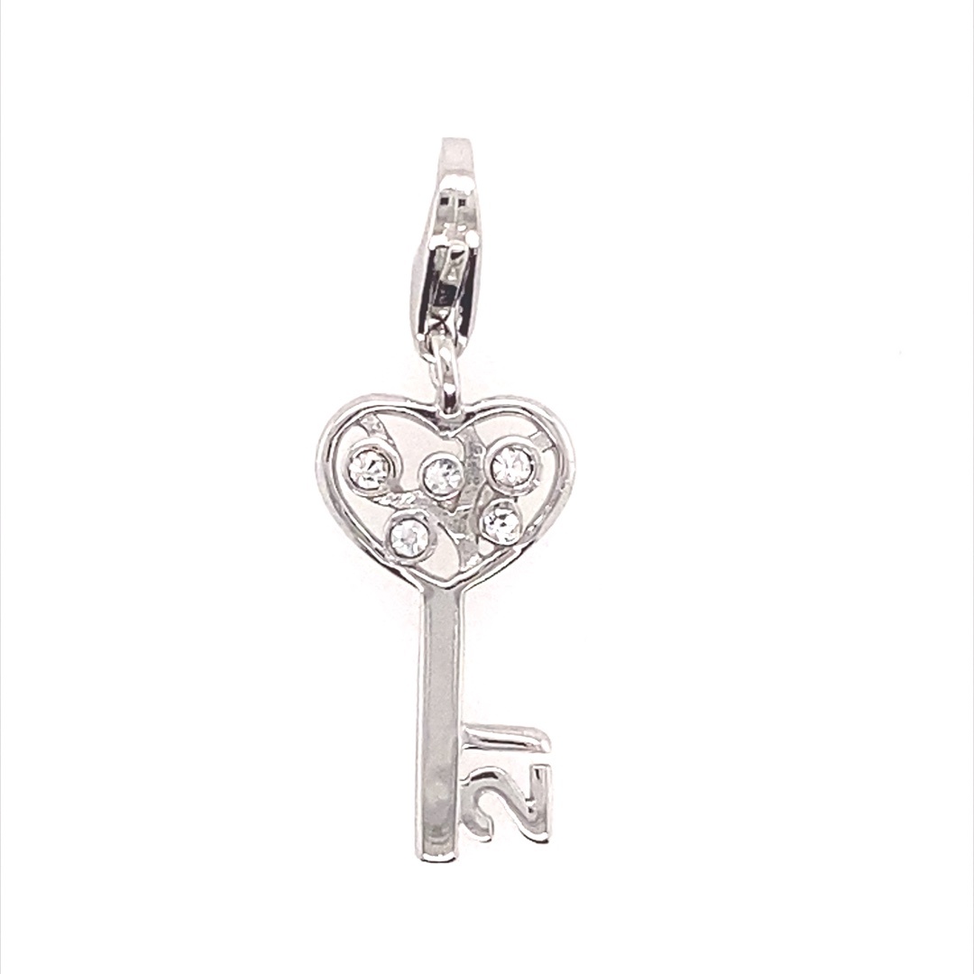 925 RH PL CZ 21st HEART KEY CHARM - 27X10 - 1.3g <br/>M10084 - Image 2
