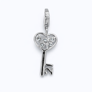 925 RH PL CZ 21st HEART KEY CHARM - 27X10 - 1.3g <br/>M10084