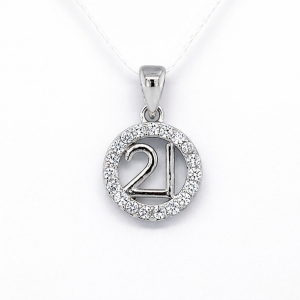 925 RH PL CZ PAVE 21st IN CIRCLE PEND -19X12 - 1.3 <br/>M10088