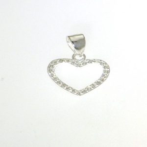 925 CZ PAVE OUTLINE HEART PENDANT - 15X12 <br/>M10121