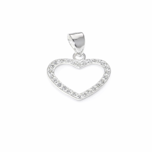 925 CZ PAVE OUTLINE HEART PENDANT - 15X12 <br/>M10121