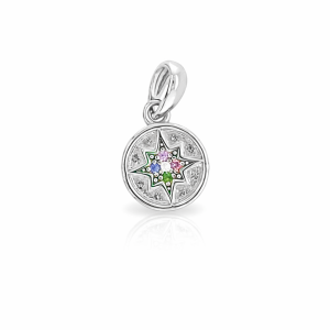 925 RG PL COL CZ PAVE BETHLEHEM STAR RND DISC  <br/>M10130R