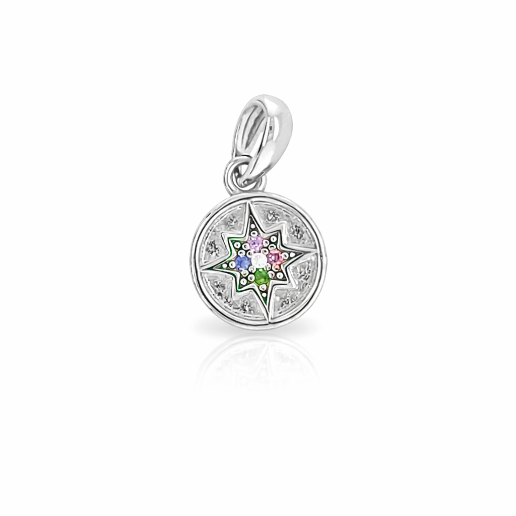 925 RG PL COL CZ PAVE BETHLEHEM STAR RND DISC <br/>M10130R