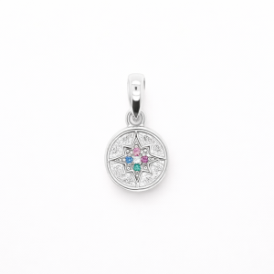 925 YG PL COL CZ PAVE BETHLEHEM STAR RND DISC  <br/>M10130Y