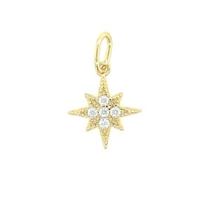 925 YG CZ PAVE MILLGR BETHLEHEM STAR CHARM 16X11  <br/>M10131Y