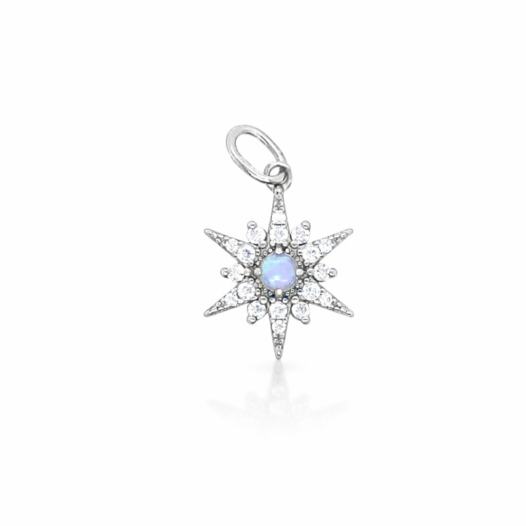 925 RG BL SYNTH OPAL+CZ BETHLEHEM STAR CHARM 20X12 <br/>M10140R