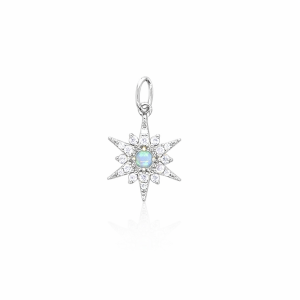 925 YG BL SYNTH OPAL+CZ BETHLEHEM STAR CHARM 20X12 <br/>M10140Y