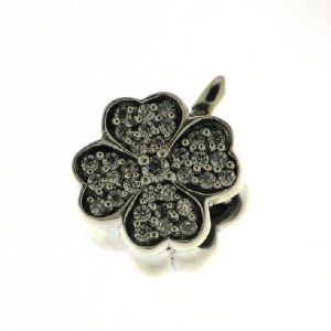 925 CZ PAVE 4 LEAF CLOVER SLIDING CHARM - 12MM <br/>M10161