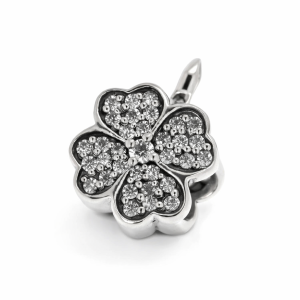 925 CZ PAVE 4 LEAF CLOVER SLIDING CHARM - 12MM <br/>M10161