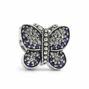 925 PU+WH CZ PAVE BUTTERFLY SLIDING CHARM - 14X12 <br/>M10165