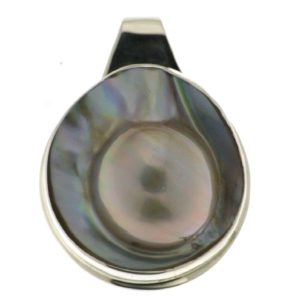 925 RND BLISTER MABE TUBE SET PENDANT - 27MM <br/>M10199