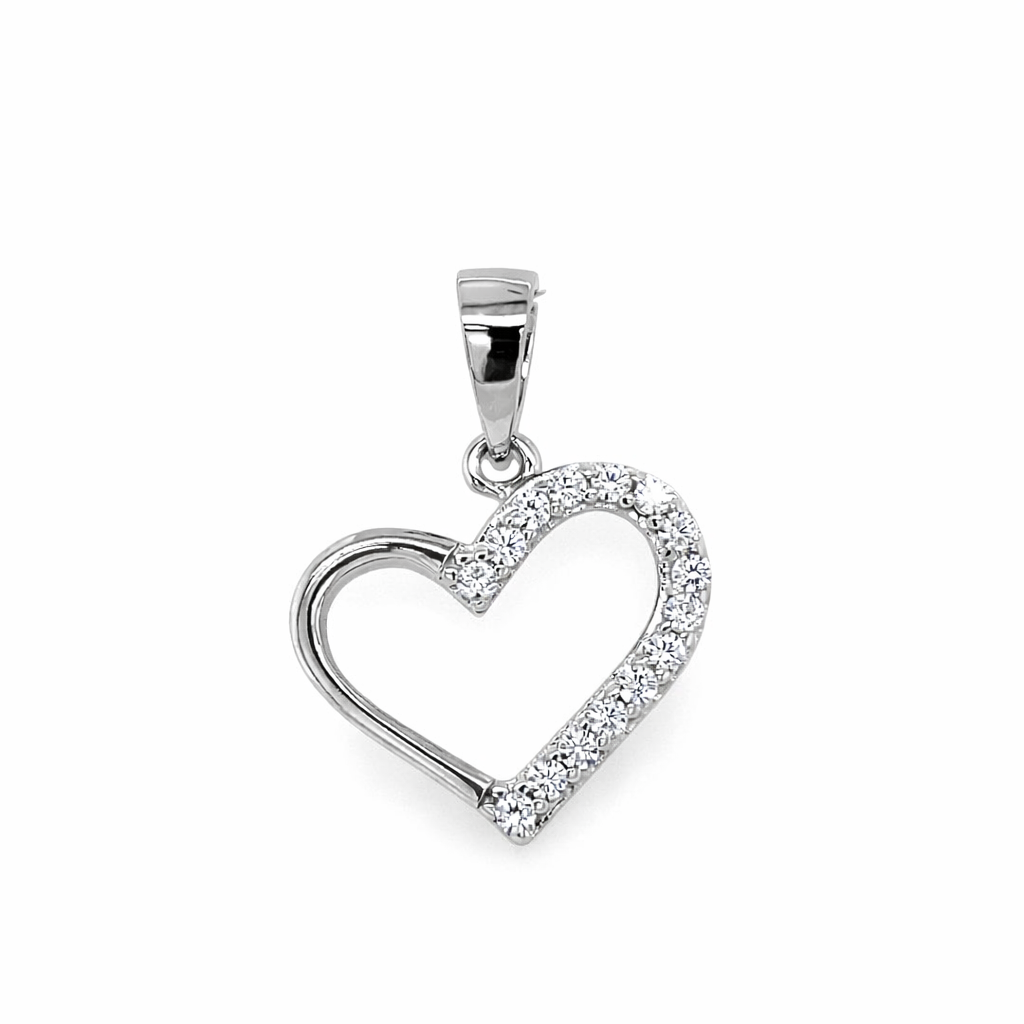 925 OPEN CUT CZ PAVE HEART PENDANT - 21X16 - 1.35g <br/>M10200