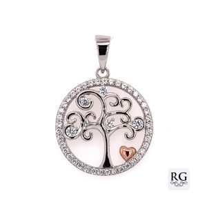 925 RG HEART CZ PAVE TREE OF LIFE PEND 20MM  2.3g <br/>M10205