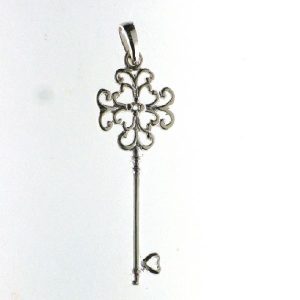 925 FLOWER FILIGREE KEY PENDANT - 40X12 <br/>M10220
