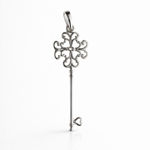 925 FLOWER FILIGREE KEY PENDANT - 40X12 <br/>M10220