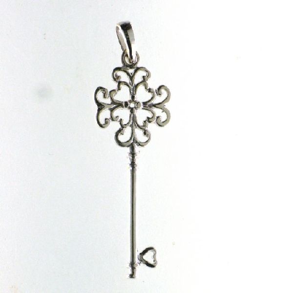 925 FLOWER FILIGREE KEY PENDANT - 40X12 <br/>M10220
