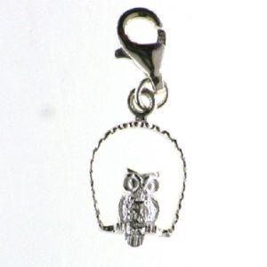 925 OWL SITTING IN OUTLINE CAGE CHARM - 27X10 - LO <br/>M10225