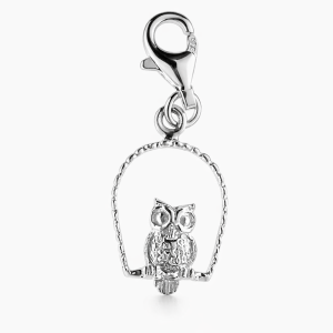 925 OWL SITTING IN OUTLINE CAGE CHARM - 27X10 - LO <br/>M10225