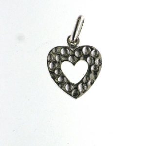 925 OPEN CUT HAMMERED HEART CHARM - 20X12.5 <br/>M10233