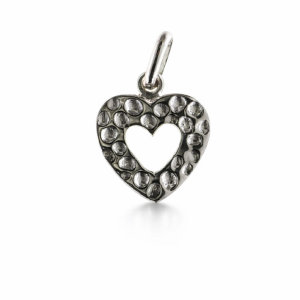 925 OPEN CUT HAMMERED HEART CHARM - 20X12.5 <br/>M10233