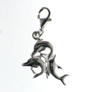 925 TRIPLE DOLPHIN CHARM - 32X14 - LOBSTER <br/>M10237