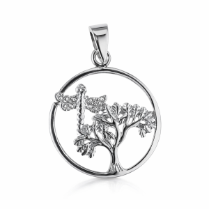 925 OPEN CUT DRAGONFLY TREE OF LIFE PENDANT -29X20 <br/>M10241