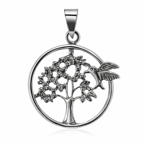 925 OPEN CUT BIRD TREE OF LIFE PENDANT - 29X22 <br/>M10242