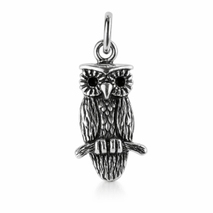 925 OXI ETCHED SITTING OWL CHARM - 30X12 <br/>M10250