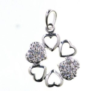925 CZ PAVE+OPEN CUT HEARTS IN CIRLCE PEND - 25X17 <br/>M10264