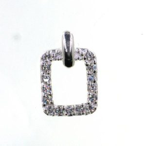 925 CZ PAVE OPEN CUT RECTANGULAR+BAR PEND - 17X11 <br/>M10265