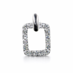 925 CZ PAVE OPEN CUT RECTANGULAR+BAR PEND - 17X11 <br/>M10265