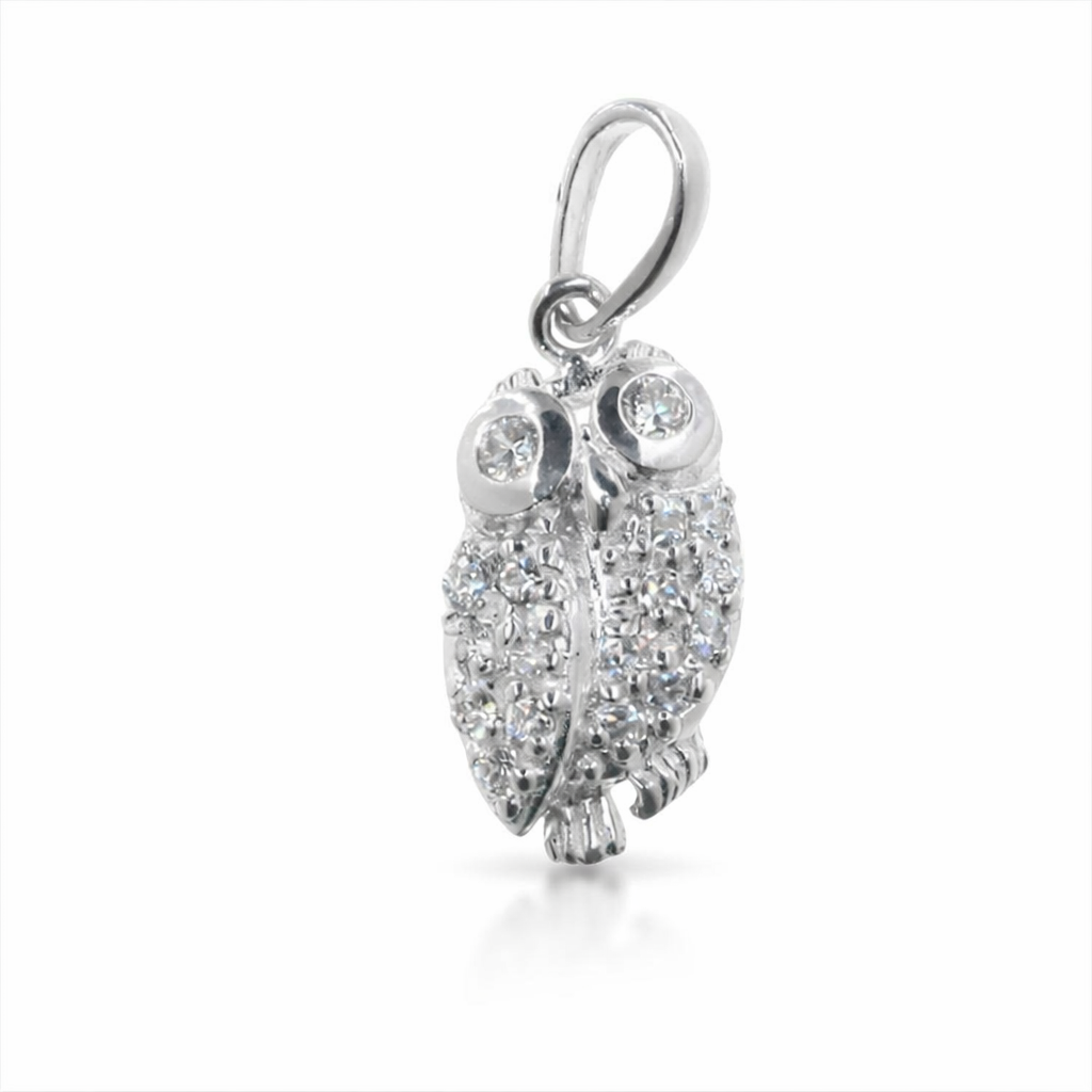 925 CZ PAVE OWL PENDANT - 21X8 <br/>M10266