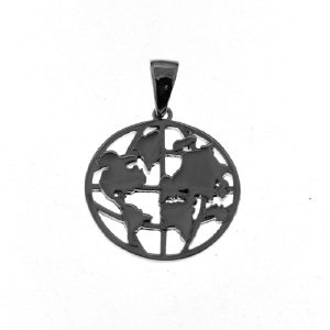 925 OPEN CUT WORLD MAP DISC PEND - 20MM - 2.5g <br/>M10277