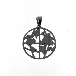 925 OPEN CUT WORLD MAP DISC PEND - 25MM - 3.6g <br/>M10279