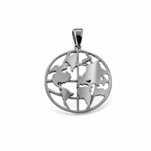 925 OPEN CUT WORLD MAP DISC PEND - 25MM - 3.6g <br/>M10279
