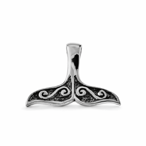 925 OXI ETCHED WHALE TALE PENDANT - 19X27 - 3.2g <br/>M10285