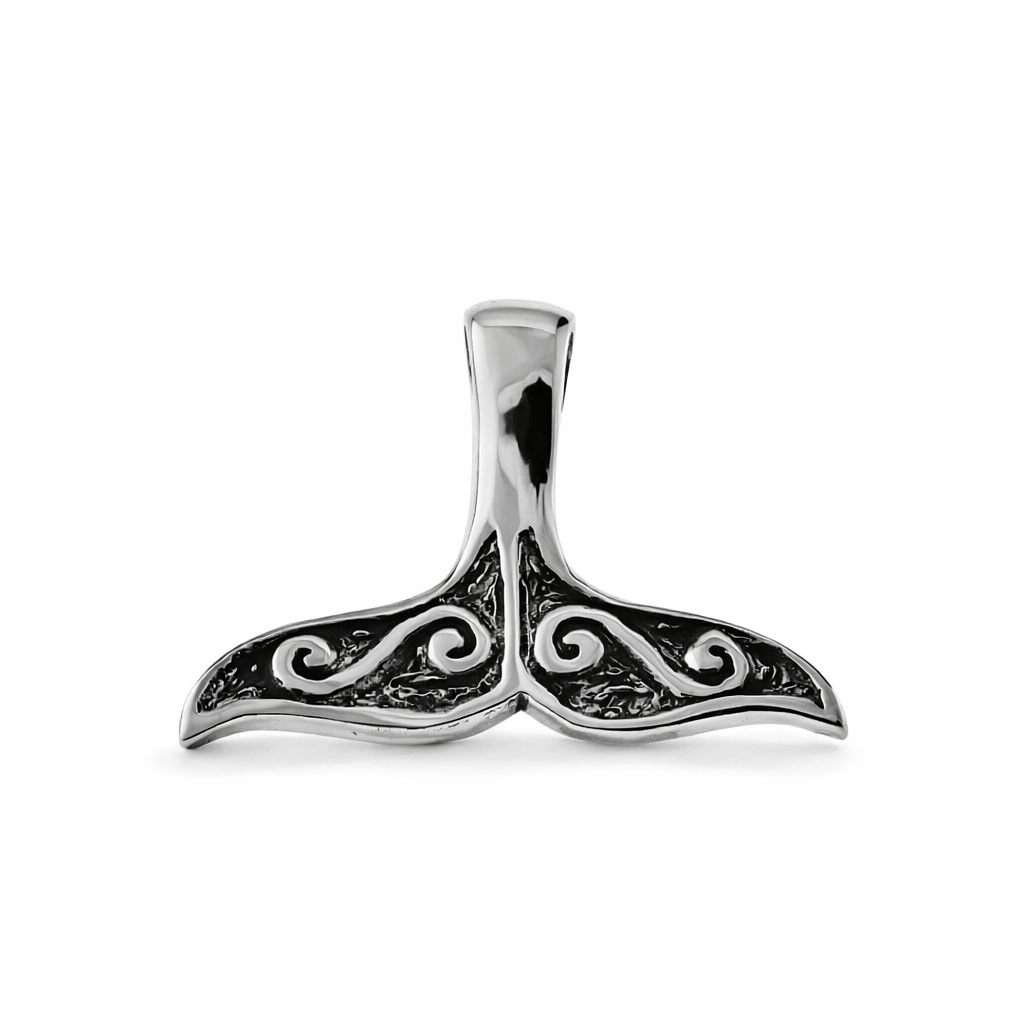 925 OXI ETCHED WHALE TALE PENDANT - 19X27 - 3.2g <br/>M10285