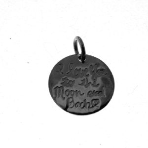 925 WORDS ETCHED ROUND DISC CHARM - 15MM - 1.9g <br/>M10287