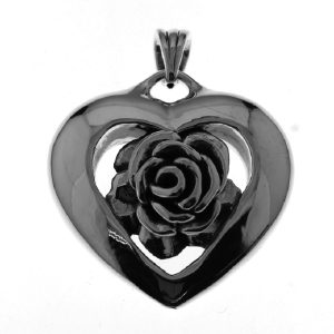 925 EF OXI ROSE IN HEART PENDANT - 48X40 - 8.5g