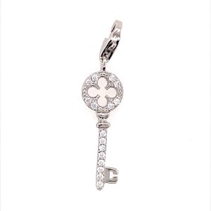 925 RH PL CZ PAVE CUT OUT KEY CHARM - 33X8 - 1.34g <br/>M10296