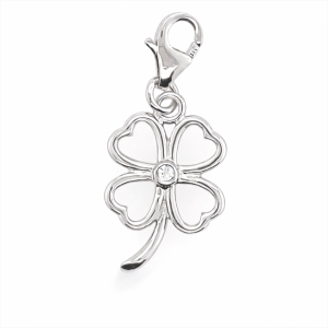 925 RH PL CZ 4 LEAF CLOVER OUTLINE CHARM 30X13 1.5 <br/>M10301