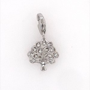 925 RH PL CZ LEAVES TREE OF LIFE CHARM - 22X12 1.2 <br/>M10308